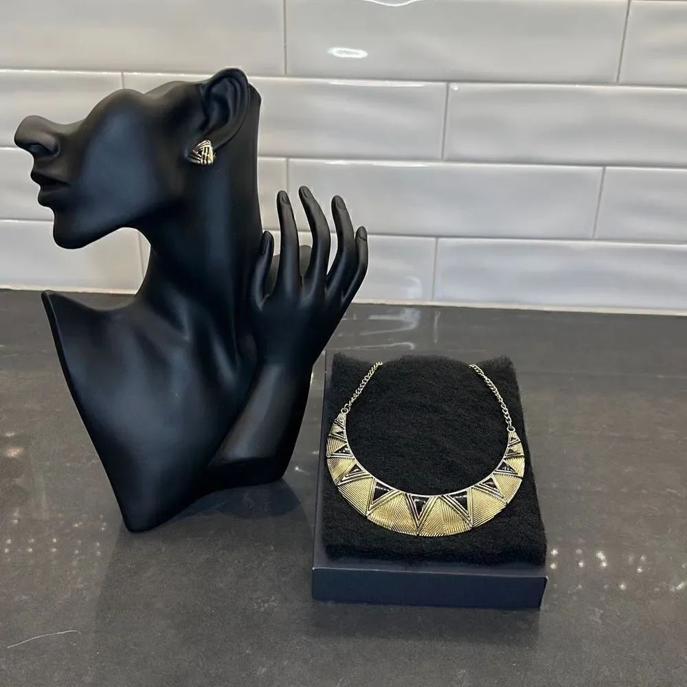 3 Piece Gold/Black Jewelry Set